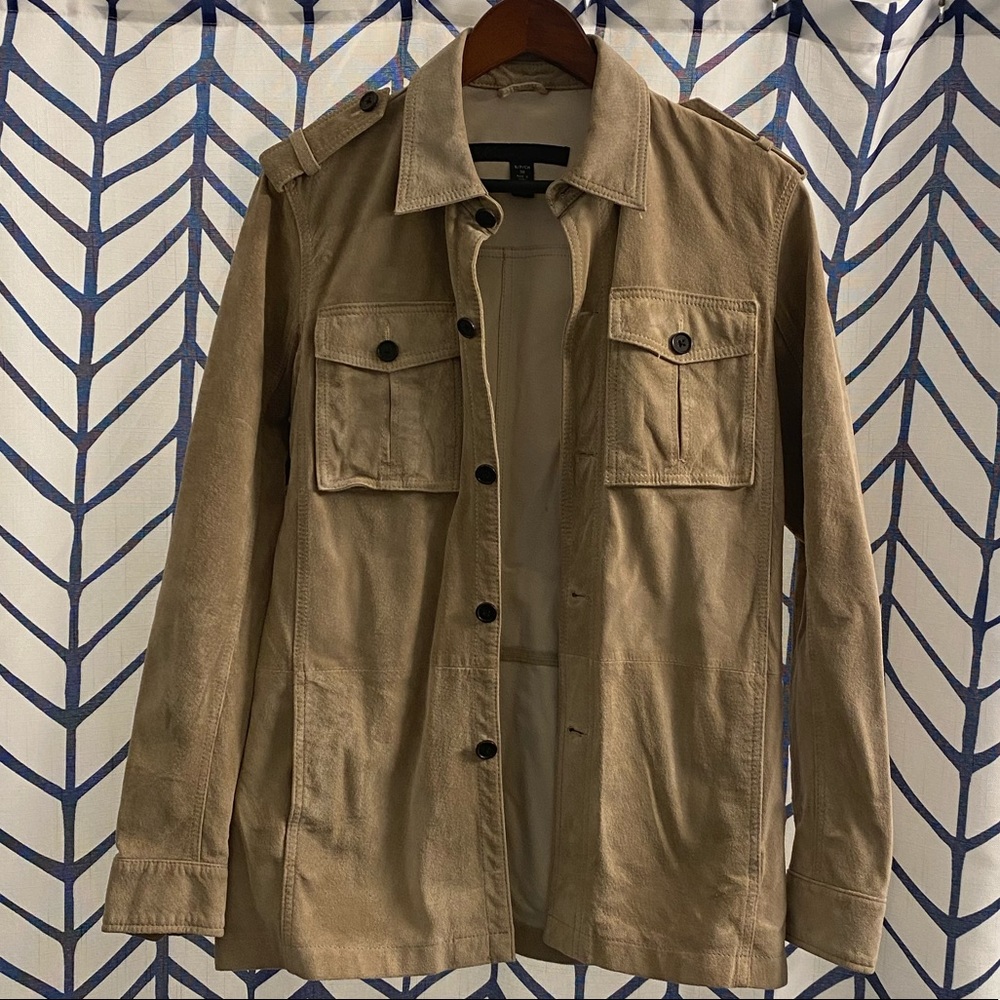 Tan Kenneth Cole 100% Suede Leather Jacket - Small